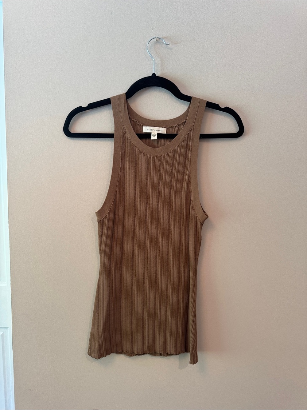Ribbed Tank Top in Brown by Aritzia/Wilfred